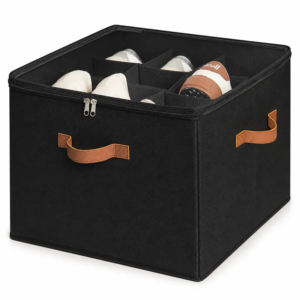 Foldable Breathable Shoe Storage Organizer with Compartments