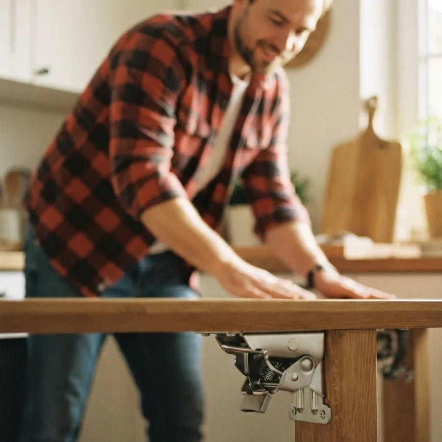 Folding Table Leg Brackets with 90° Automatic Lock