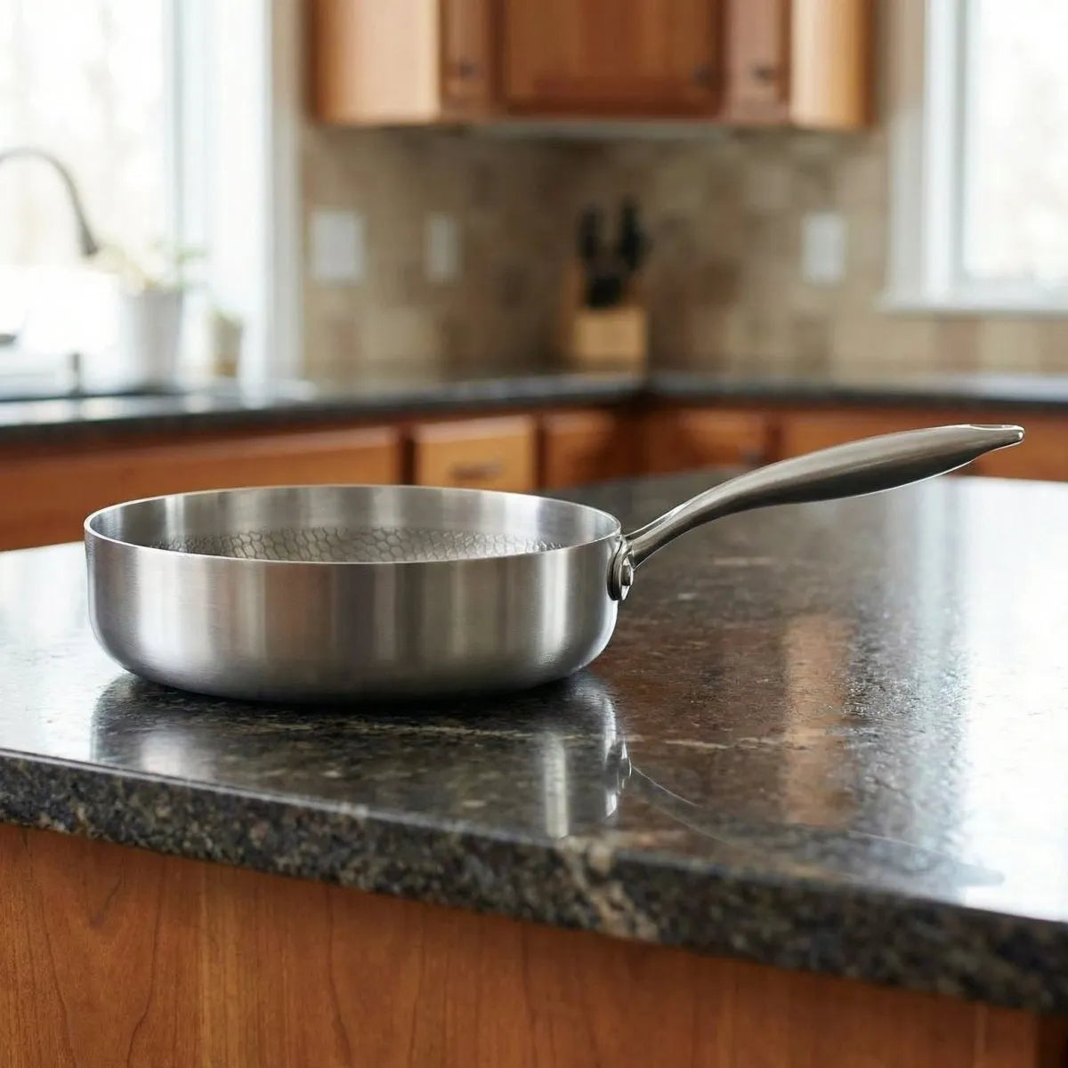 Forged Titanium Deep Frying Pan with High Rim