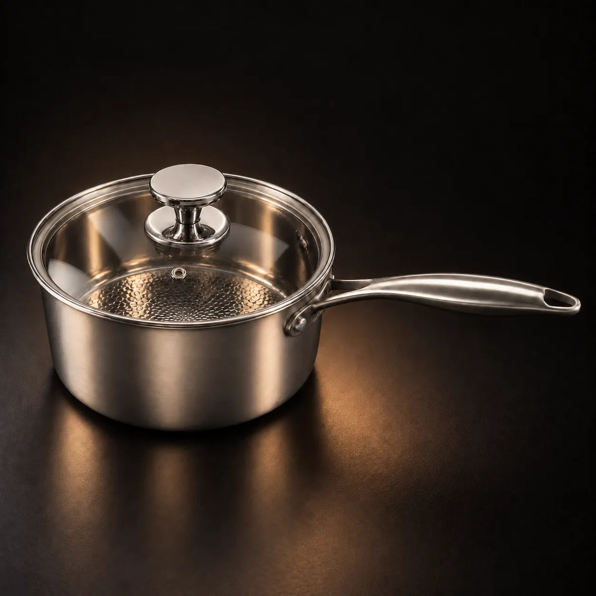 Hand-Hammered Pure Titanium Pot with Lid