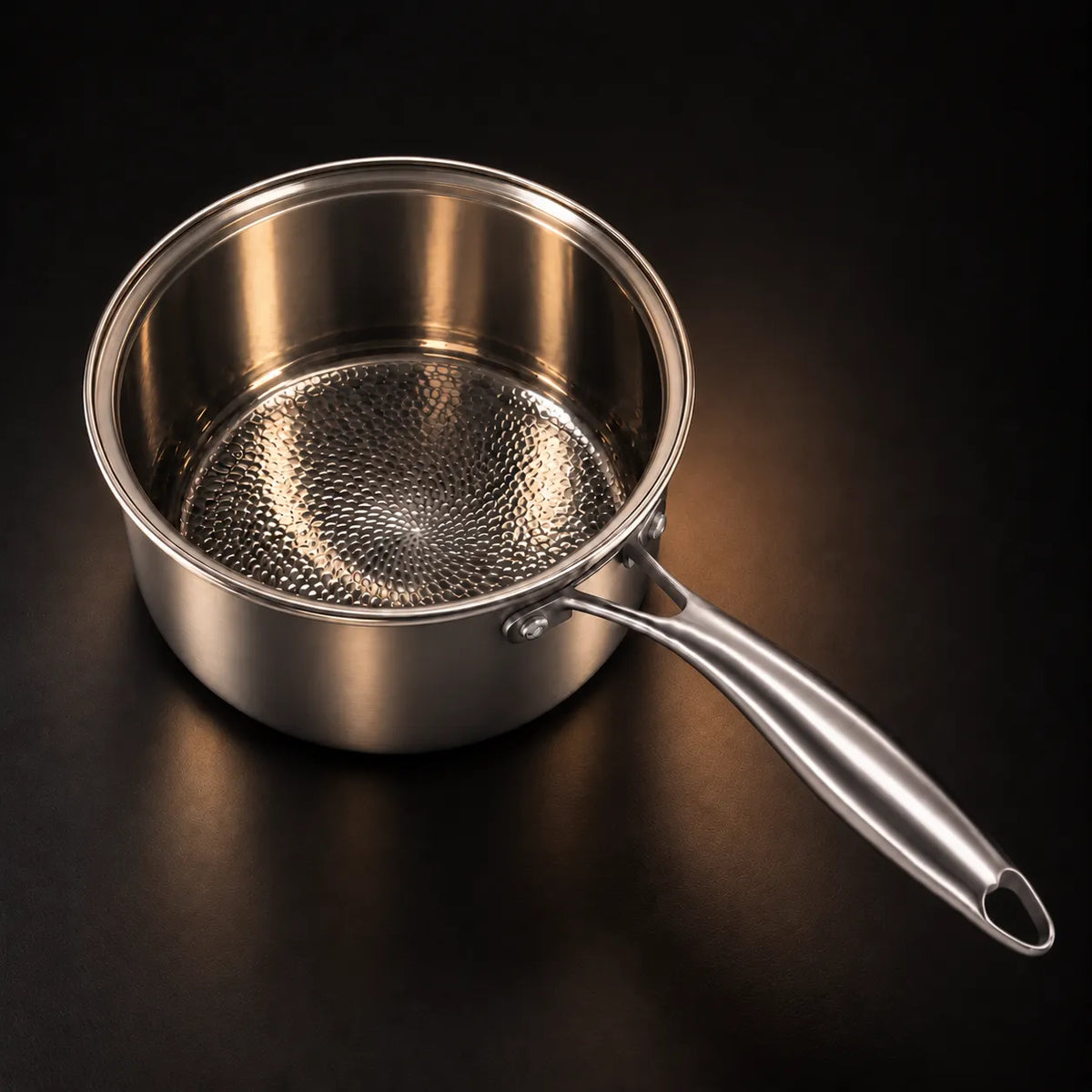 Hand-Hammered Pure Titanium Pot with Lid
