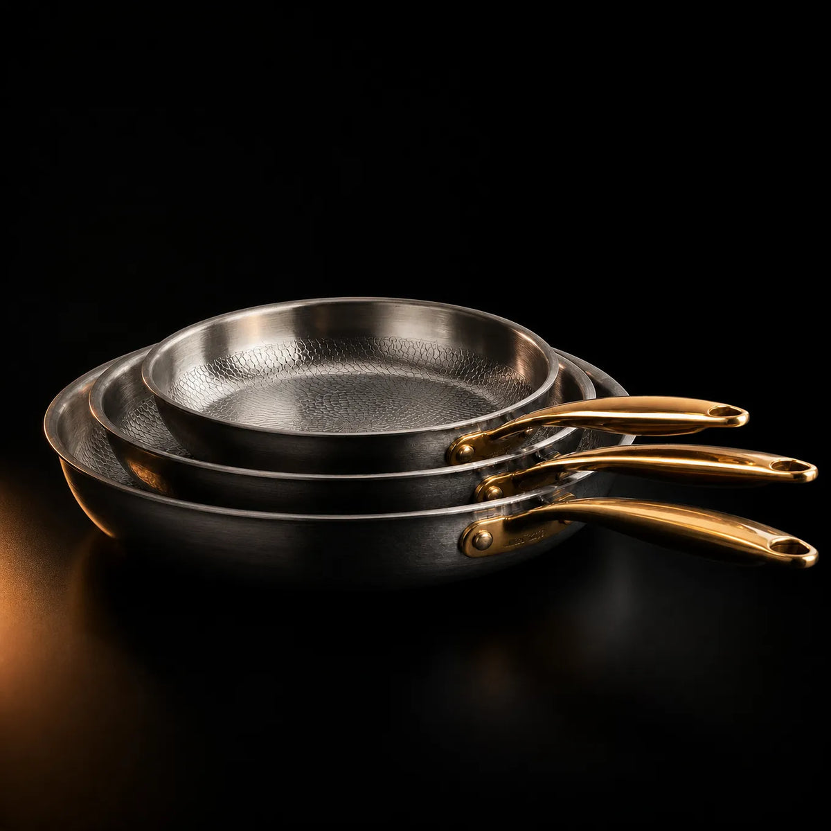 Hand-Hammered Titanium Frying Pan 3-Piece Set