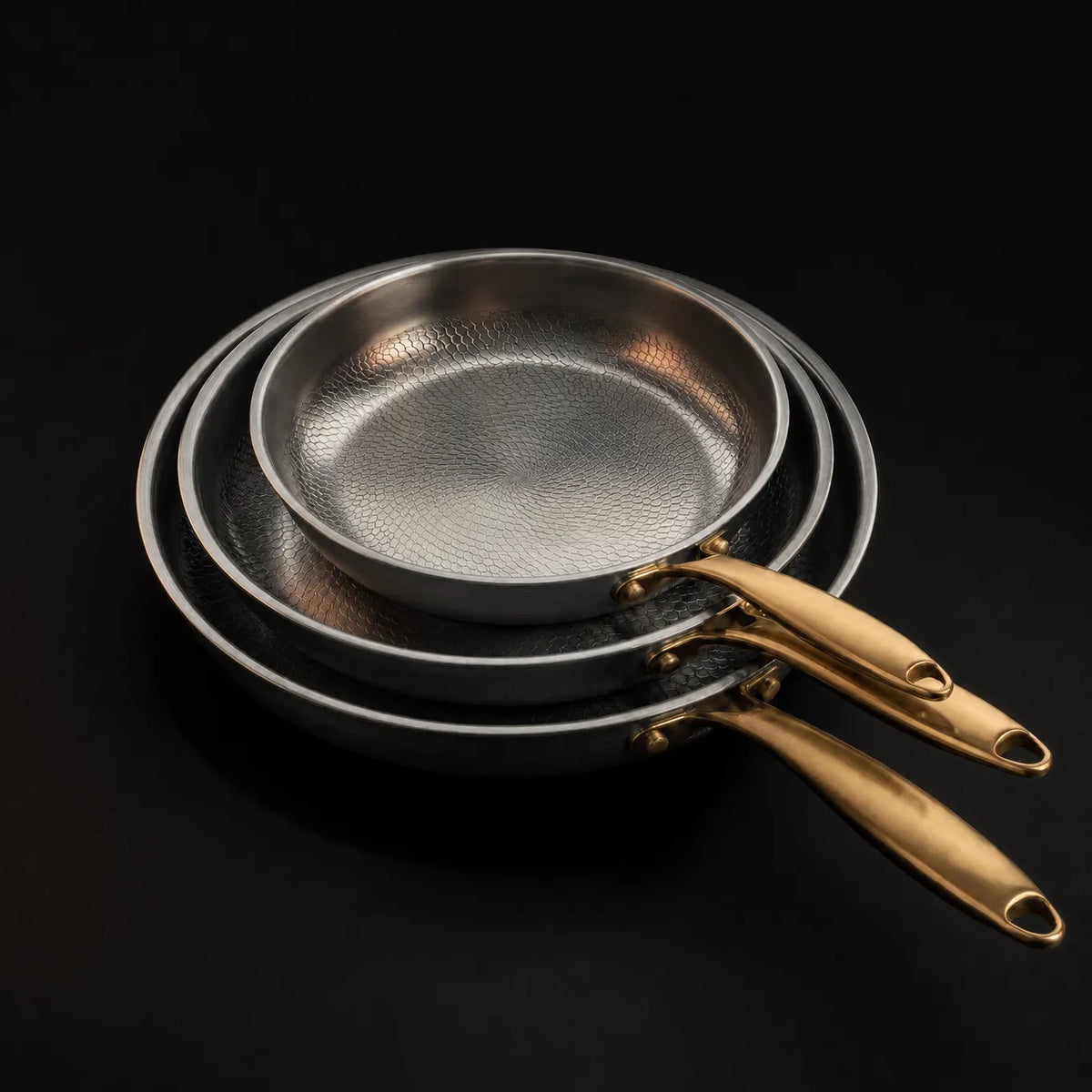 Hand-Hammered Titanium Frying Pan 3-Piece Set