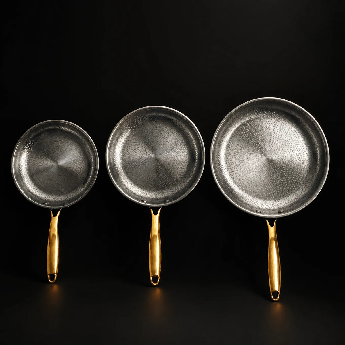 Hand-Hammered Titanium Frying Pan 3-Piece Set