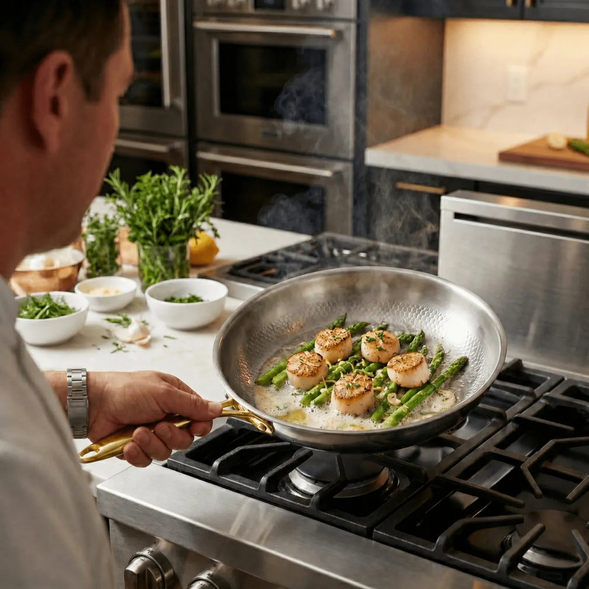 Hand-Hammered Titanium Frying Pan 3-Piece Set