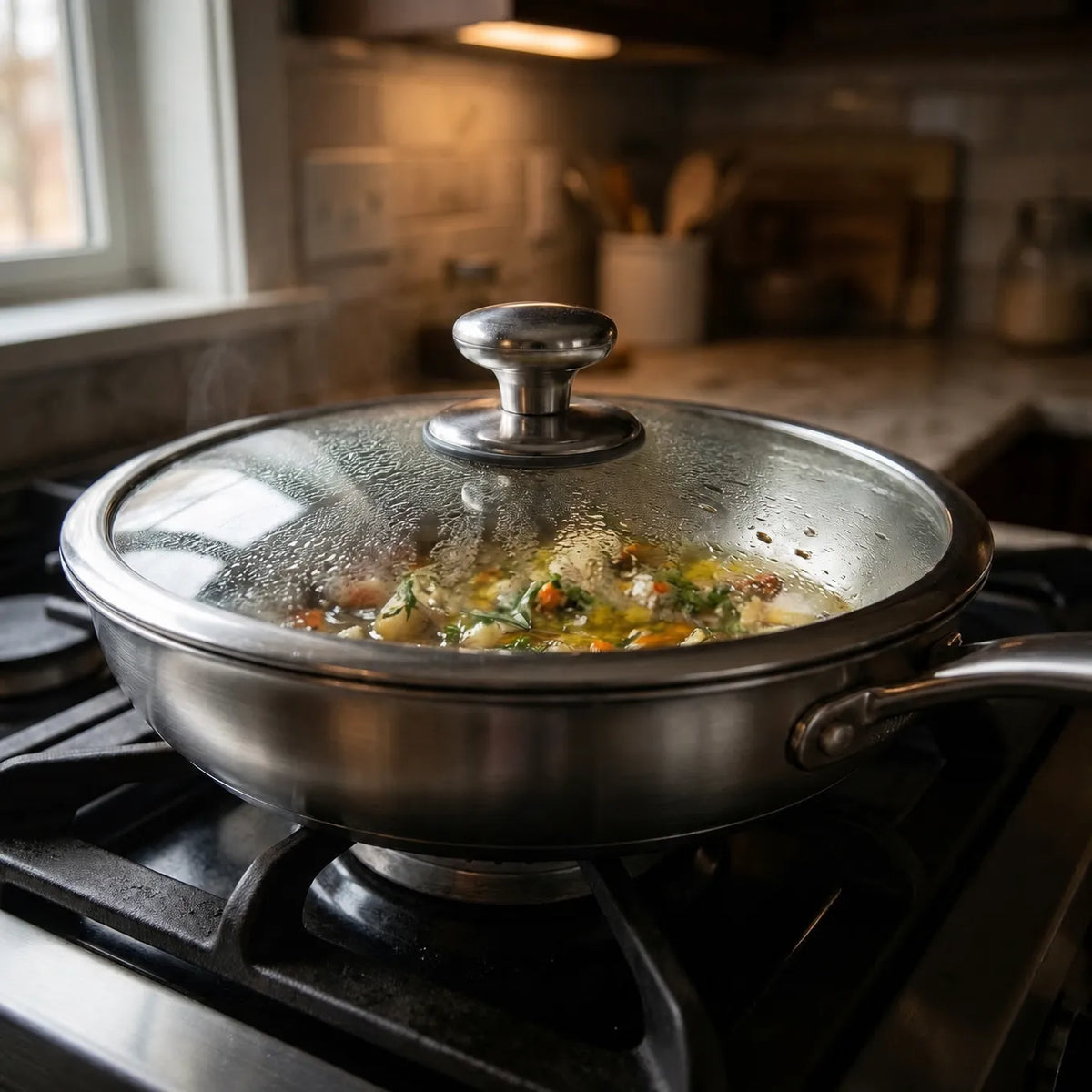 Hand-Hammered Titanium Frying Pan Set with Lids