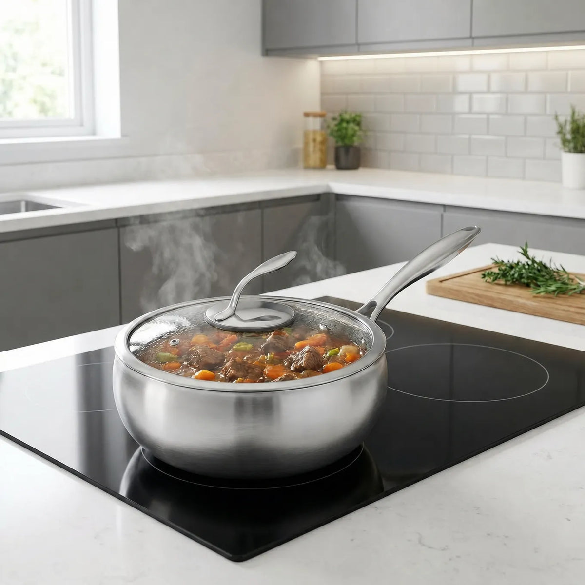 Hand-Hammered Titanium Sauté Pan for Healthy Cooking