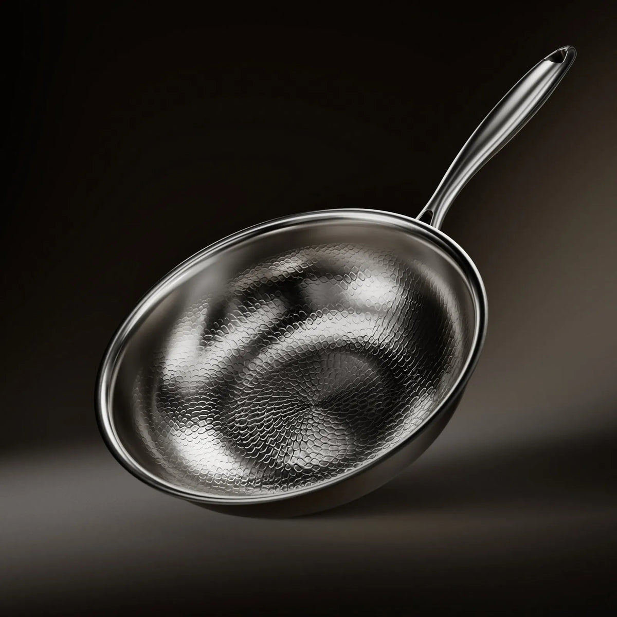 Hand-Hammered Titanium Wok Pan with Flat Bottom