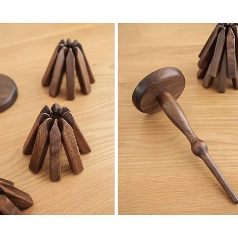 Handcrafted Heat-Resistant Wooden Table Coaster Set
