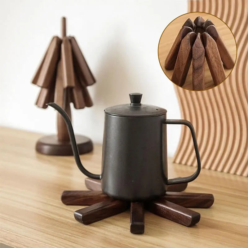 Handcrafted Heat-Resistant Wooden Table Coaster Set