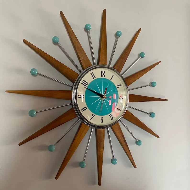 Handmade Mid-Century Modern Wall Clock with Silent Movement