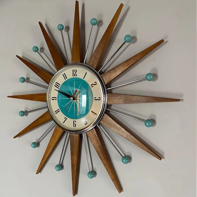 Handmade Mid-Century Modern Wall Clock with Silent Movement
