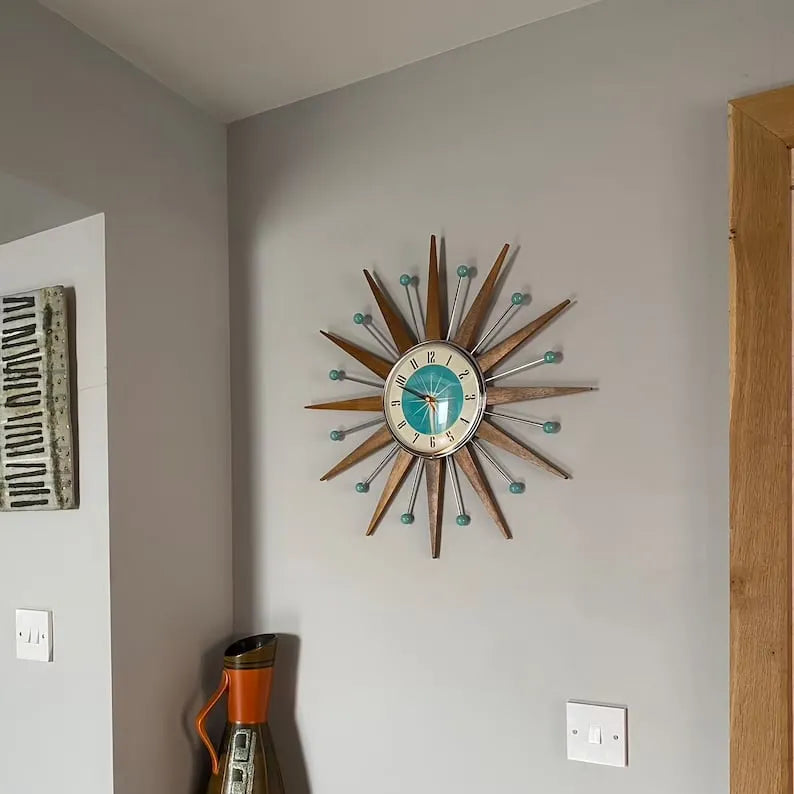 Handmade Mid-Century Modern Wall Clock with Silent Movement