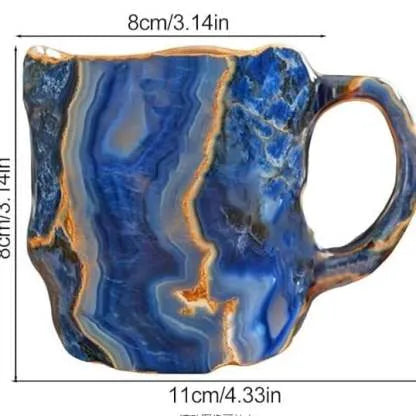 Handmade Mineral Crystal Glass Mug with Insulating Design