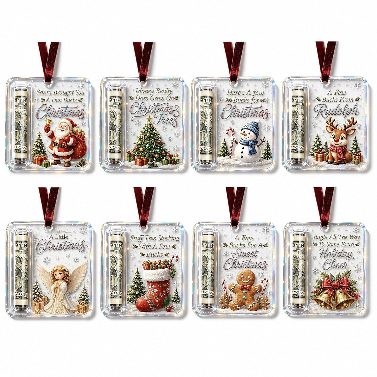 Acrylic Christmas Tree Ornament with Built-In Cash Holder