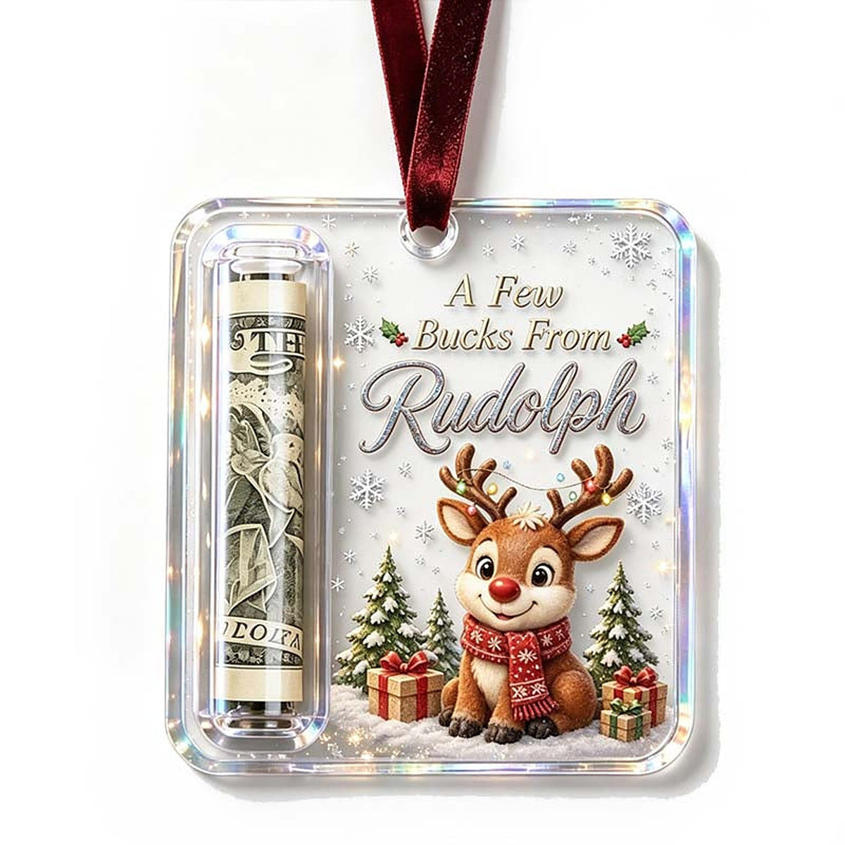 Acrylic Christmas Tree Ornament with Built-In Cash Holder