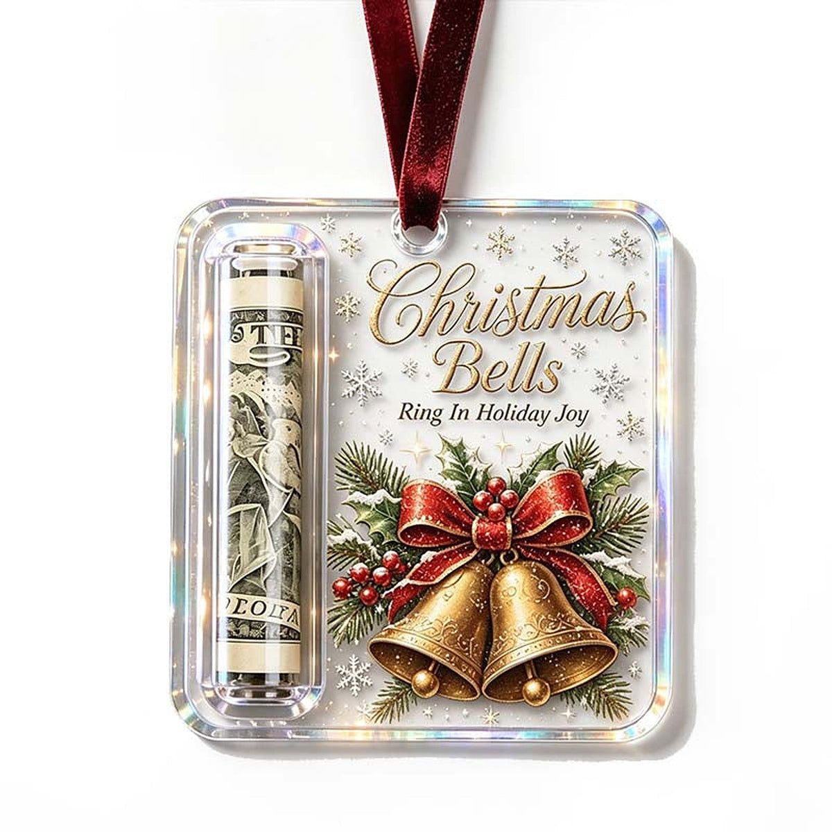Acrylic Christmas Tree Ornament with Built-In Cash Holder