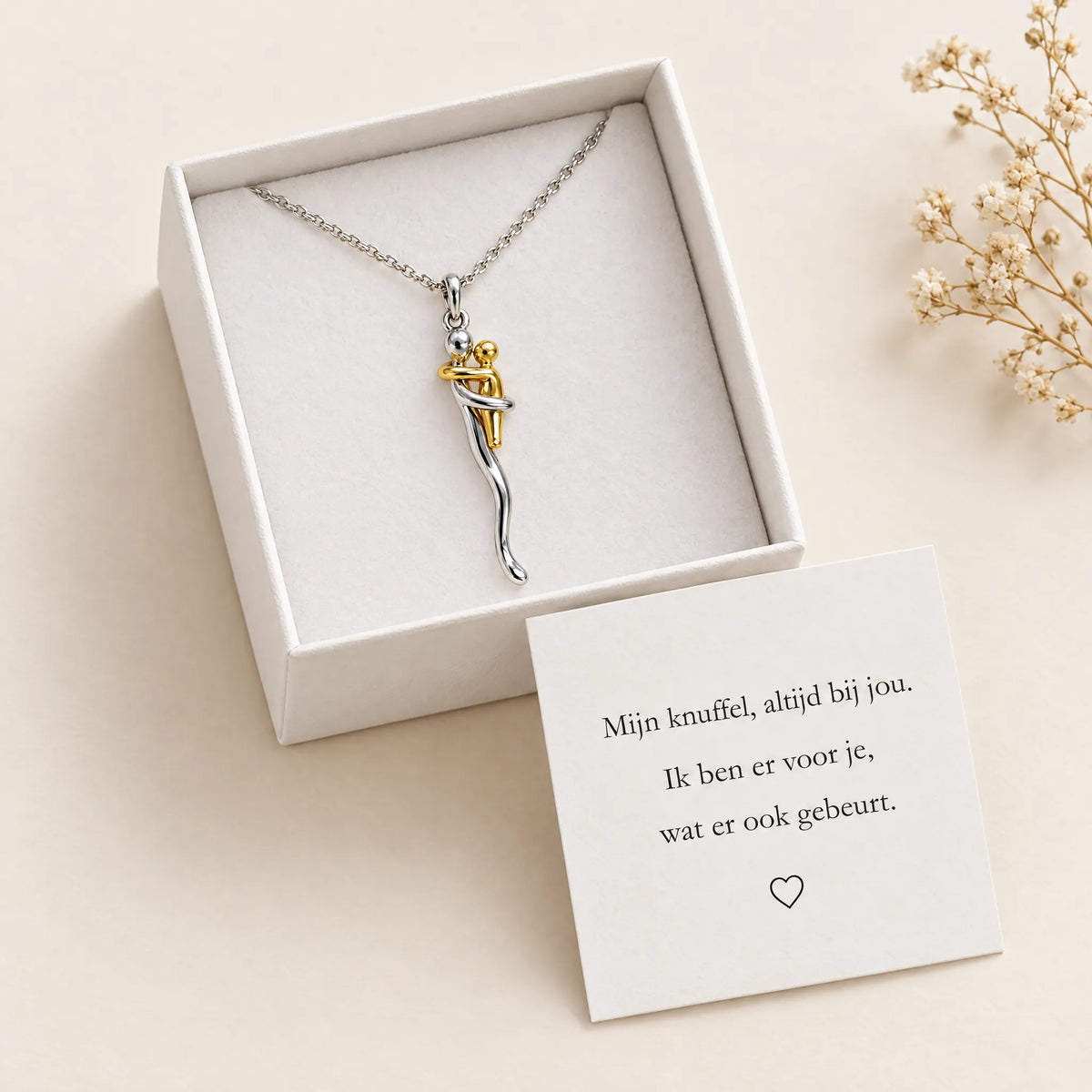 Hug Pendant Necklace in Two-Tone Finish