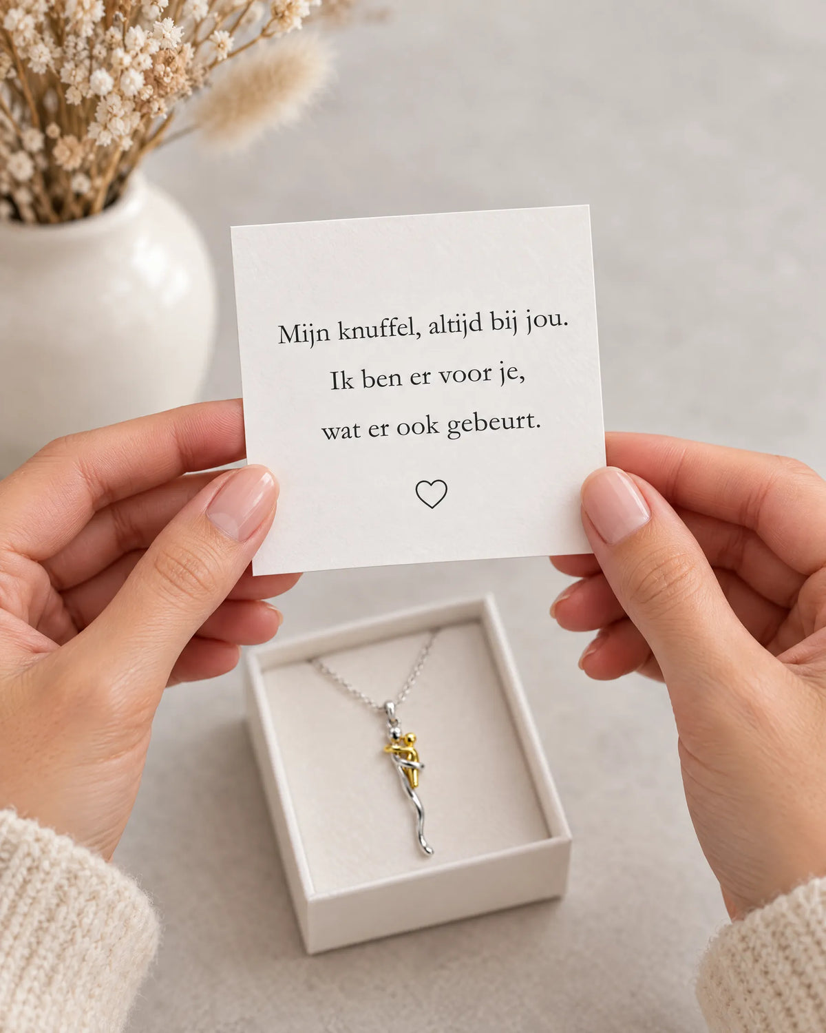 Hug Pendant Necklace in Two-Tone Finish