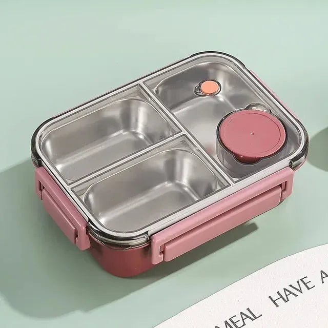 Insulated Thermal Lunch Box with Stainless Steel Compartments