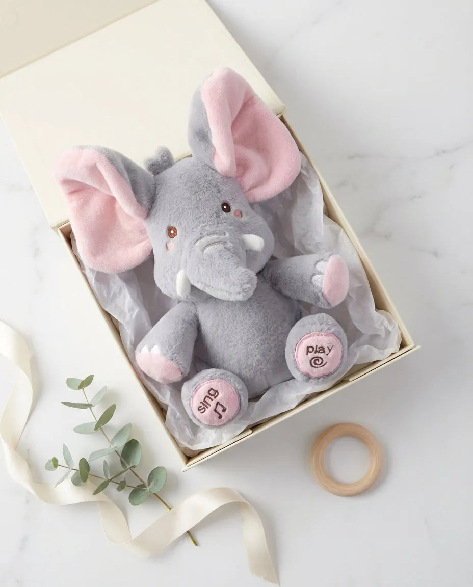 Interactive Peek-a-Boo Elephant Plush Toy with Music