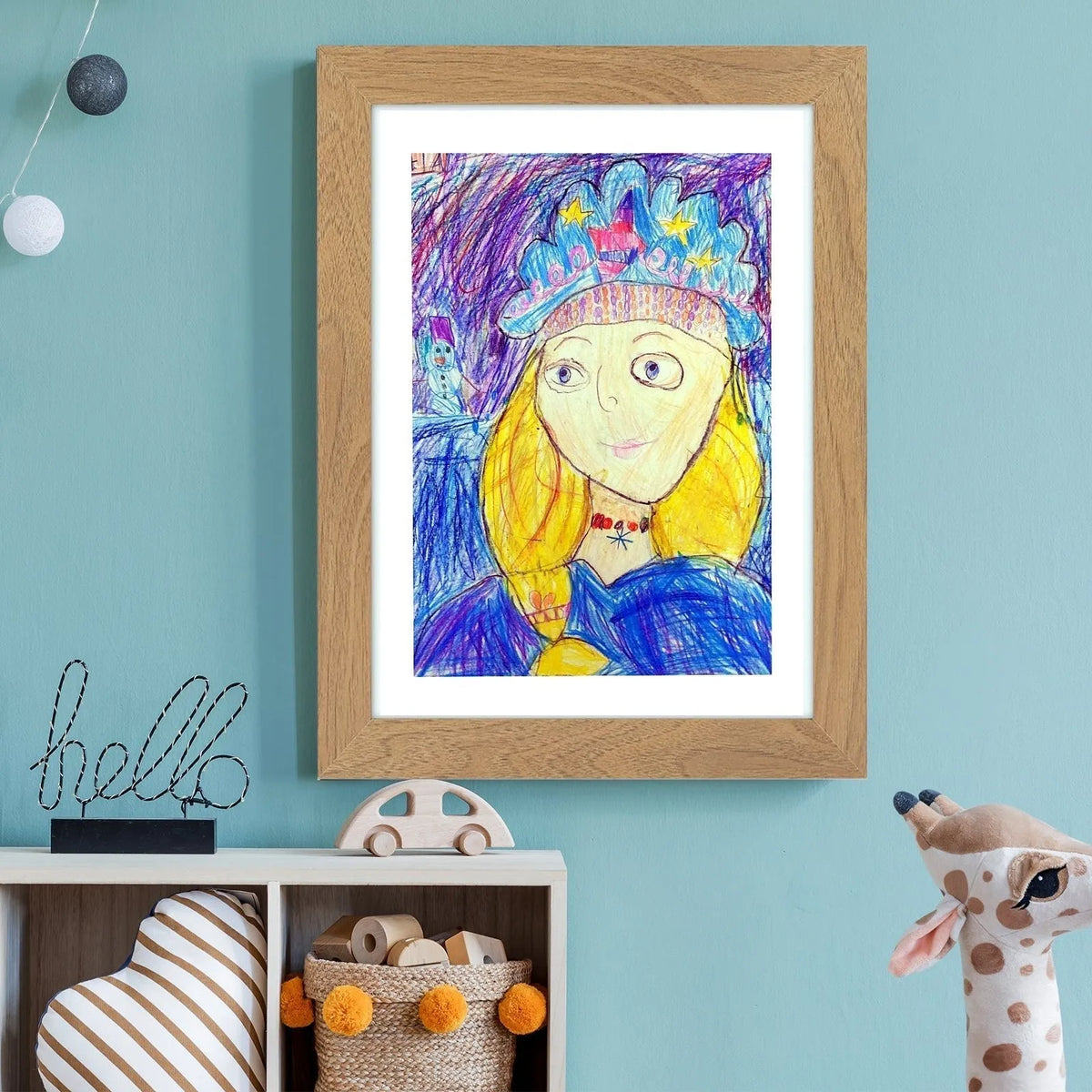 Kids' Artwork Frame with Hinged Opening for A4 Drawings