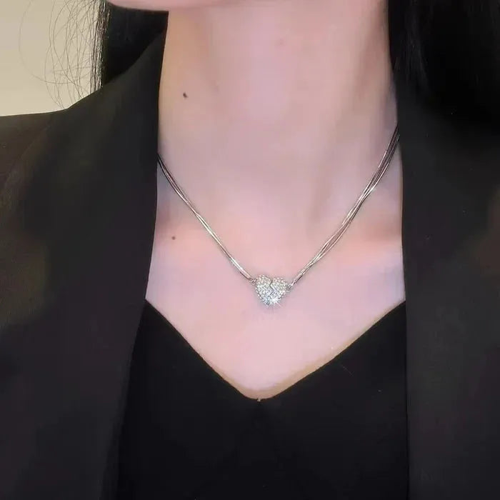 Magnetic Patchwork Love Necklace Set with Zirconia Stones