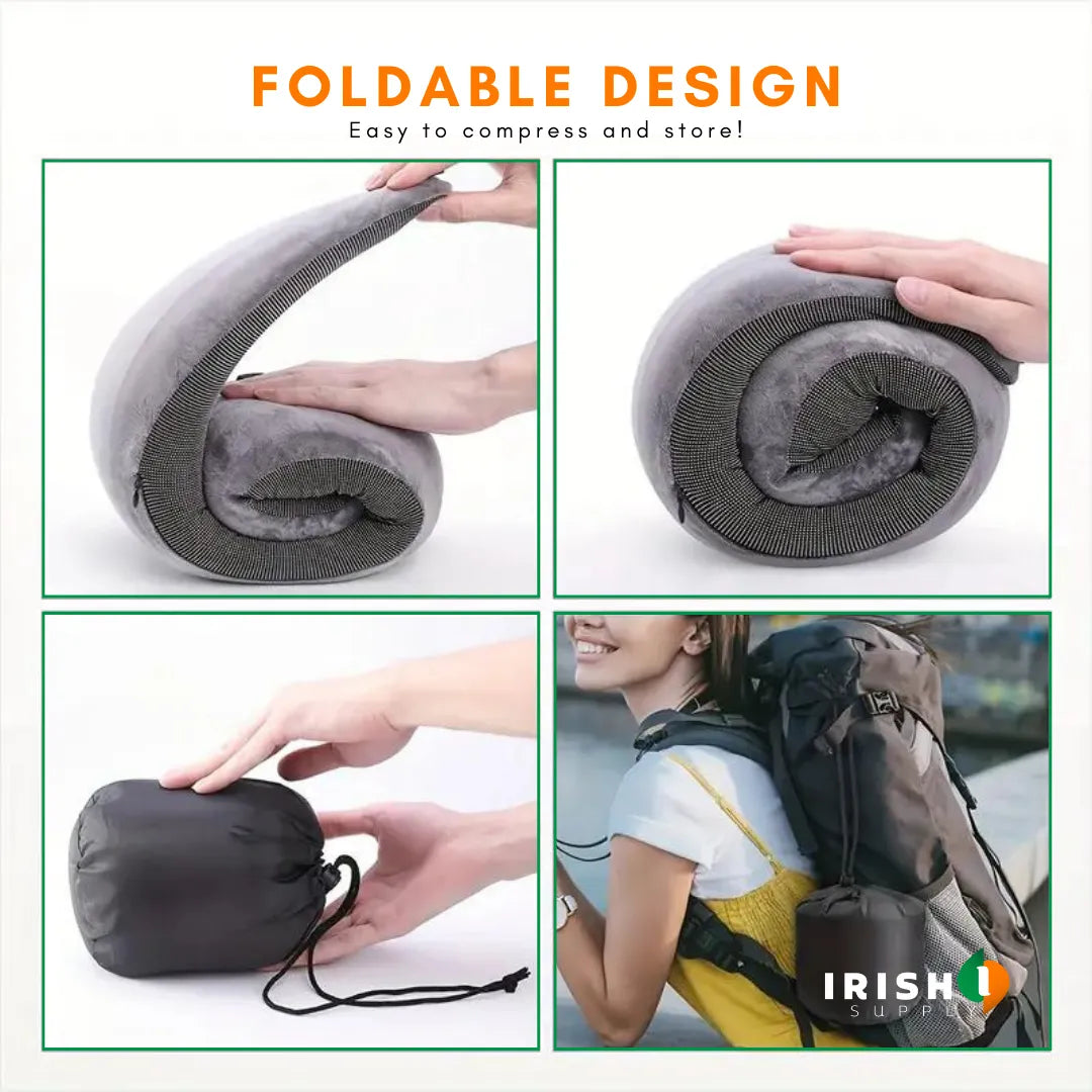 Memory Foam Travel Neck Pillow with Front Support Buckle
