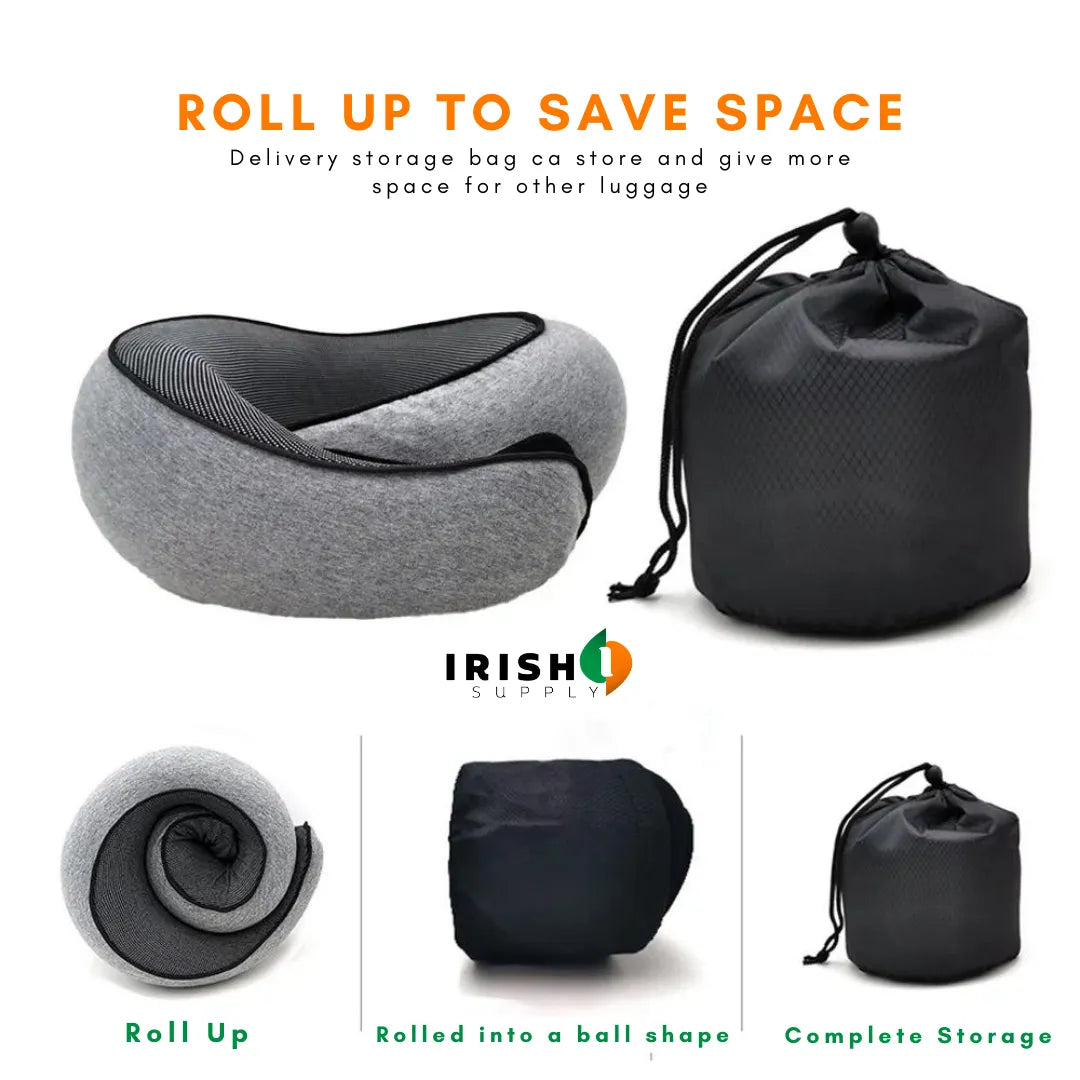 Memory Foam Travel Neck Pillow with Front Support Buckle