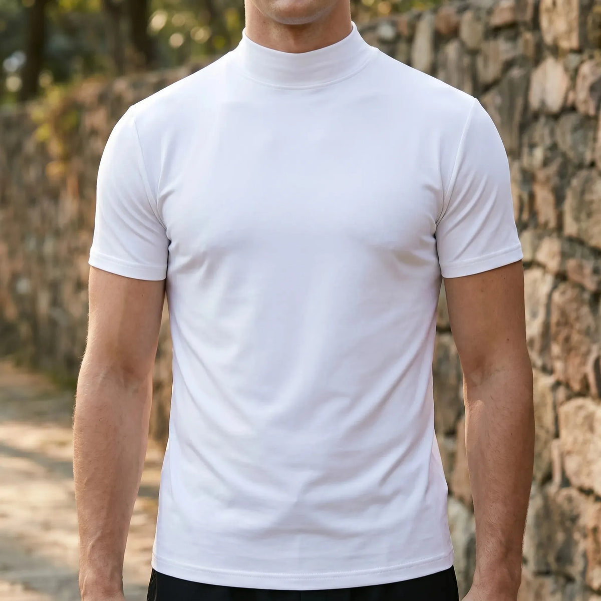 Men's Athletic Stand Collar Short Sleeve T-Shirt