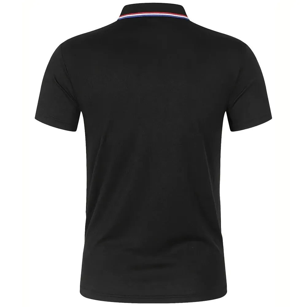 Men's Breathable Short-Sleeve Polo Shirt with Button Placket