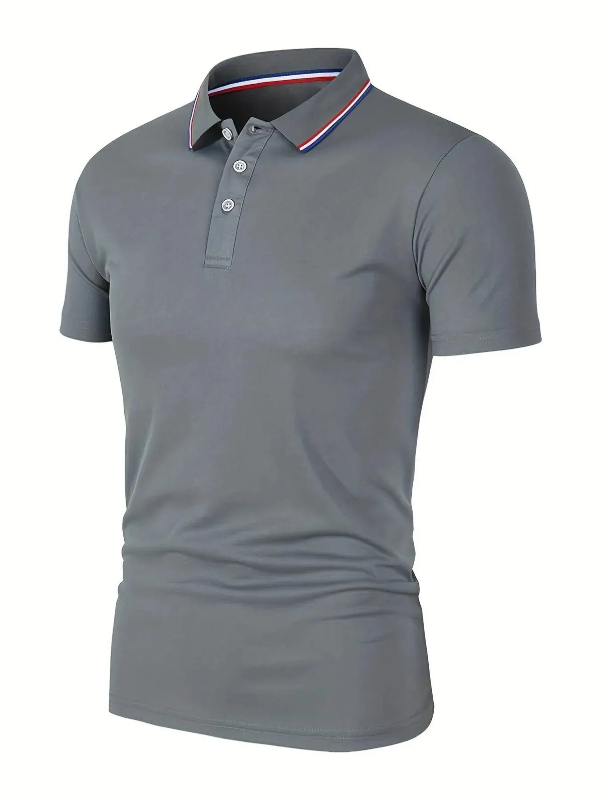 Men's Breathable Short-Sleeve Polo Shirt with Button Placket