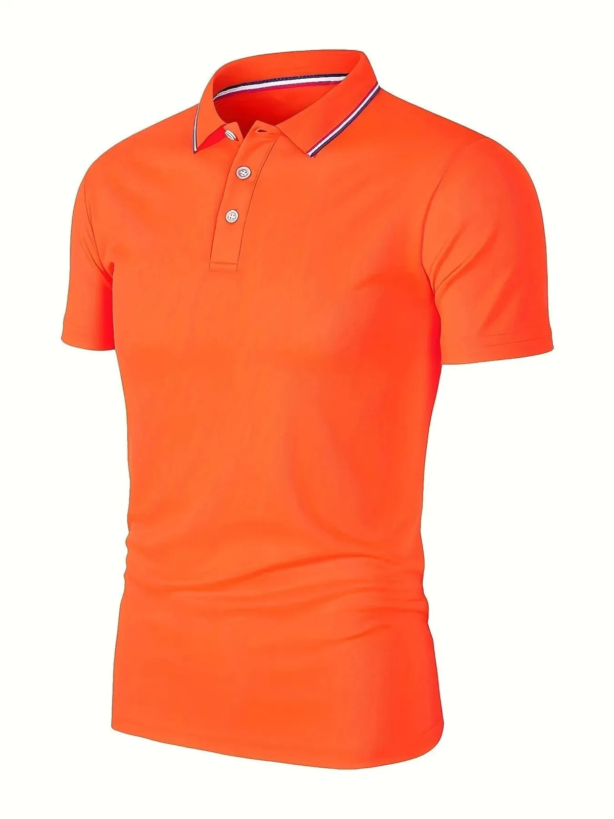 Men's Breathable Short-Sleeve Polo Shirt with Button Placket