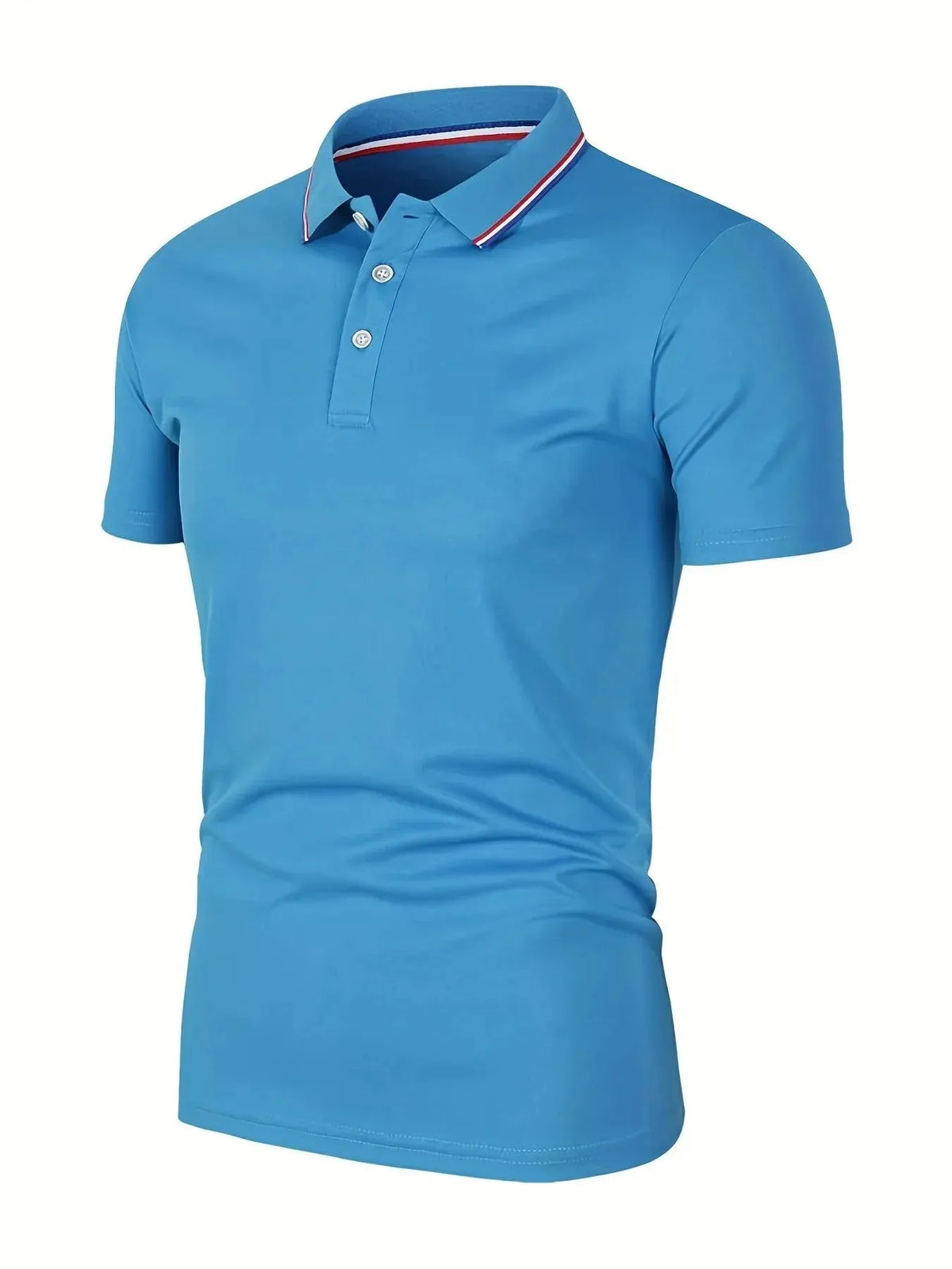 Men's Breathable Short-Sleeve Polo Shirt with Button Placket
