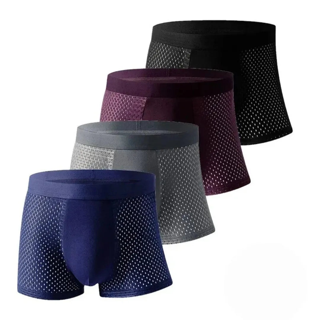 Men's Breathable Viscose Boxer Briefs with Front Mesh Panel