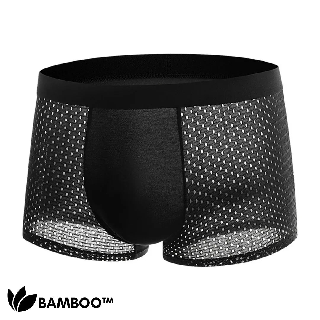 Men's Breathable Viscose Boxer Briefs with Front Mesh Panel