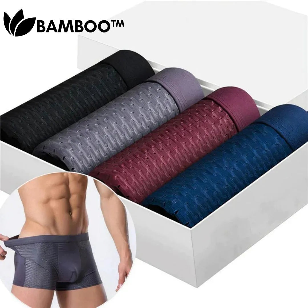 Men's Breathable Viscose Boxer Briefs with Front Mesh Panel