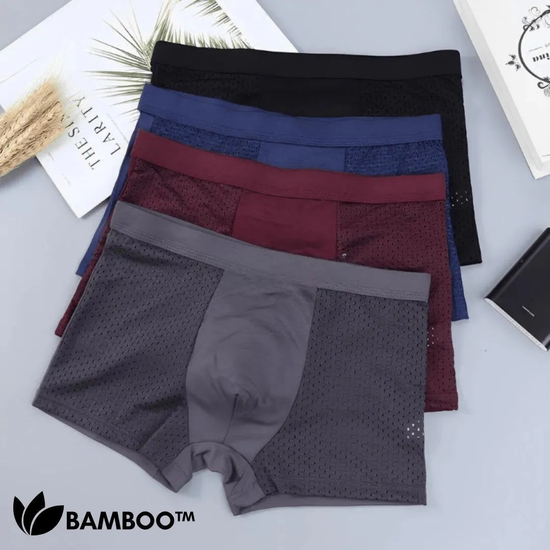 Men's Breathable Viscose Boxer Briefs with Front Mesh Panel