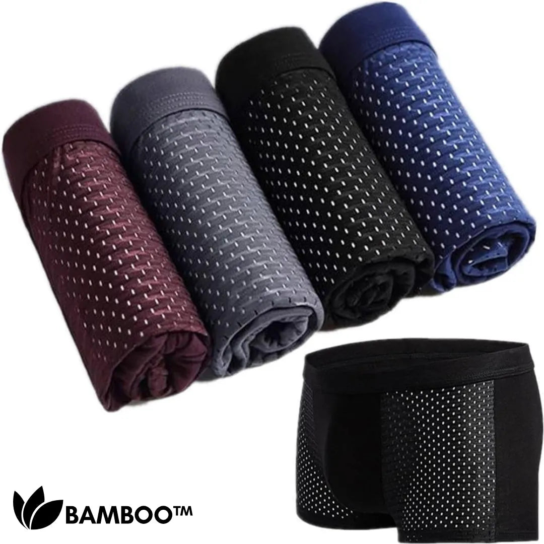 Men's Breathable Viscose Boxer Briefs with Front Mesh Panel