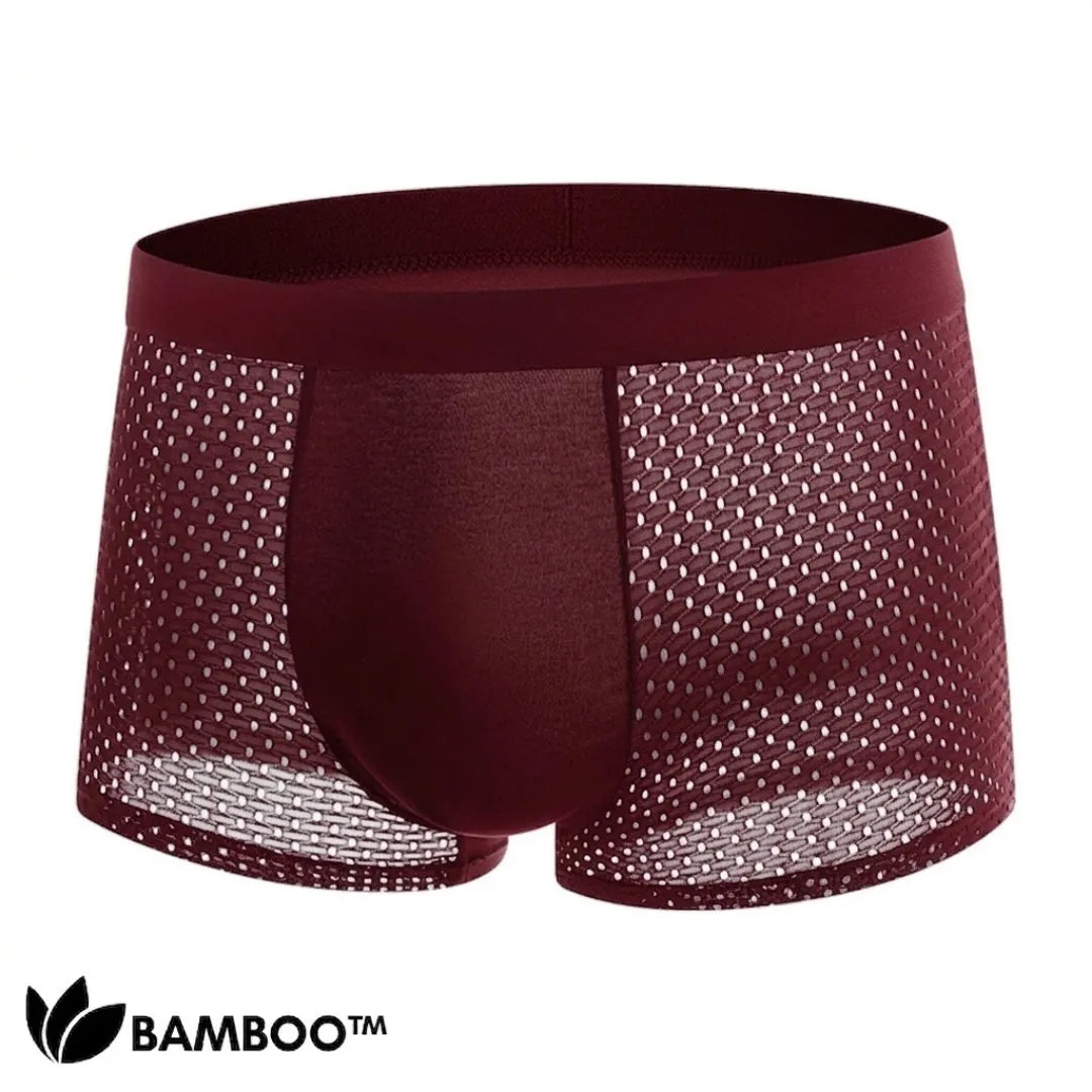 Men's Breathable Viscose Boxer Briefs with Front Mesh Panel