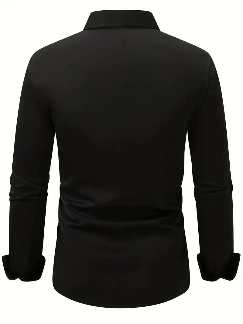 Men's Breathable Wrinkle-Resistant Dress Shirt with Classic Collar