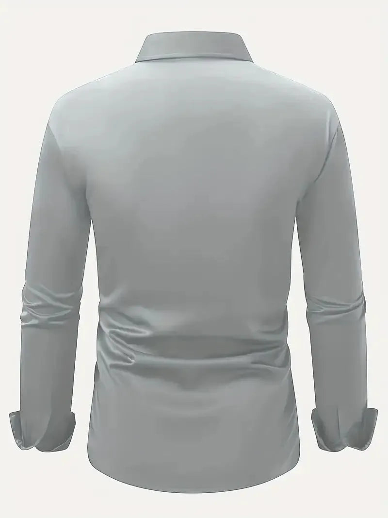 Men's Breathable Wrinkle-Resistant Dress Shirt with Classic Collar