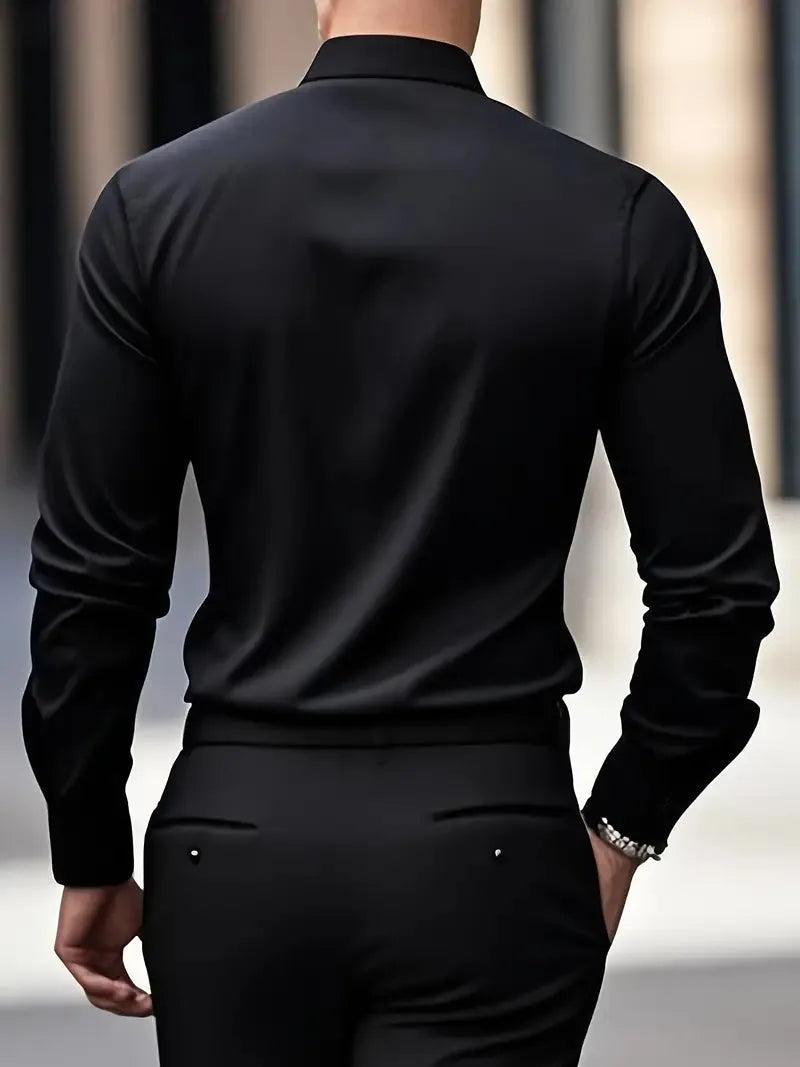 Men's Breathable Wrinkle-Resistant Dress Shirt with Classic Collar