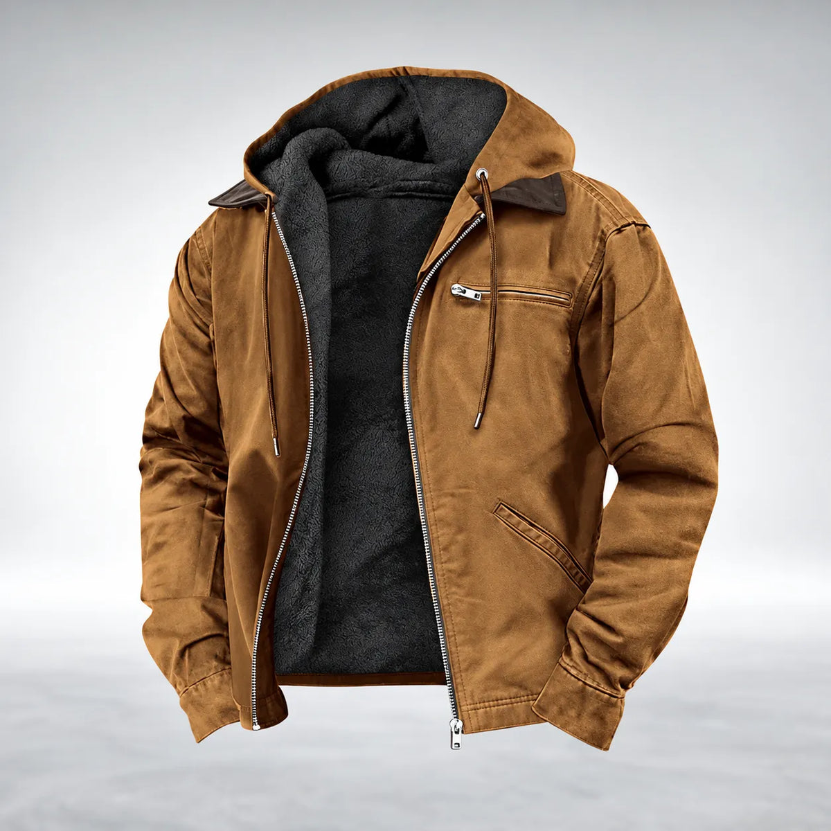Men's Casual Hooded Jacket with Soft Lining