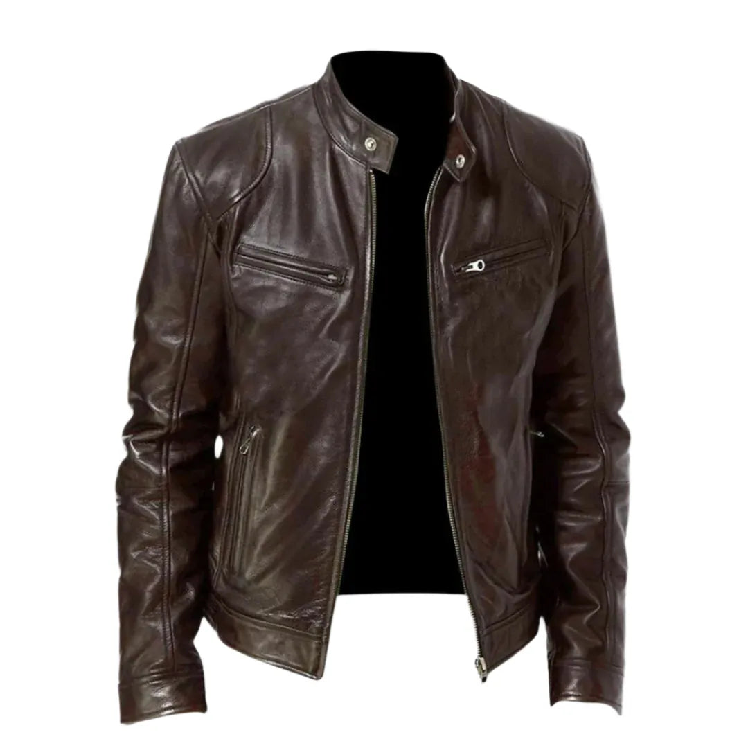 Men's Classic Leather Jacket with Modern Cut