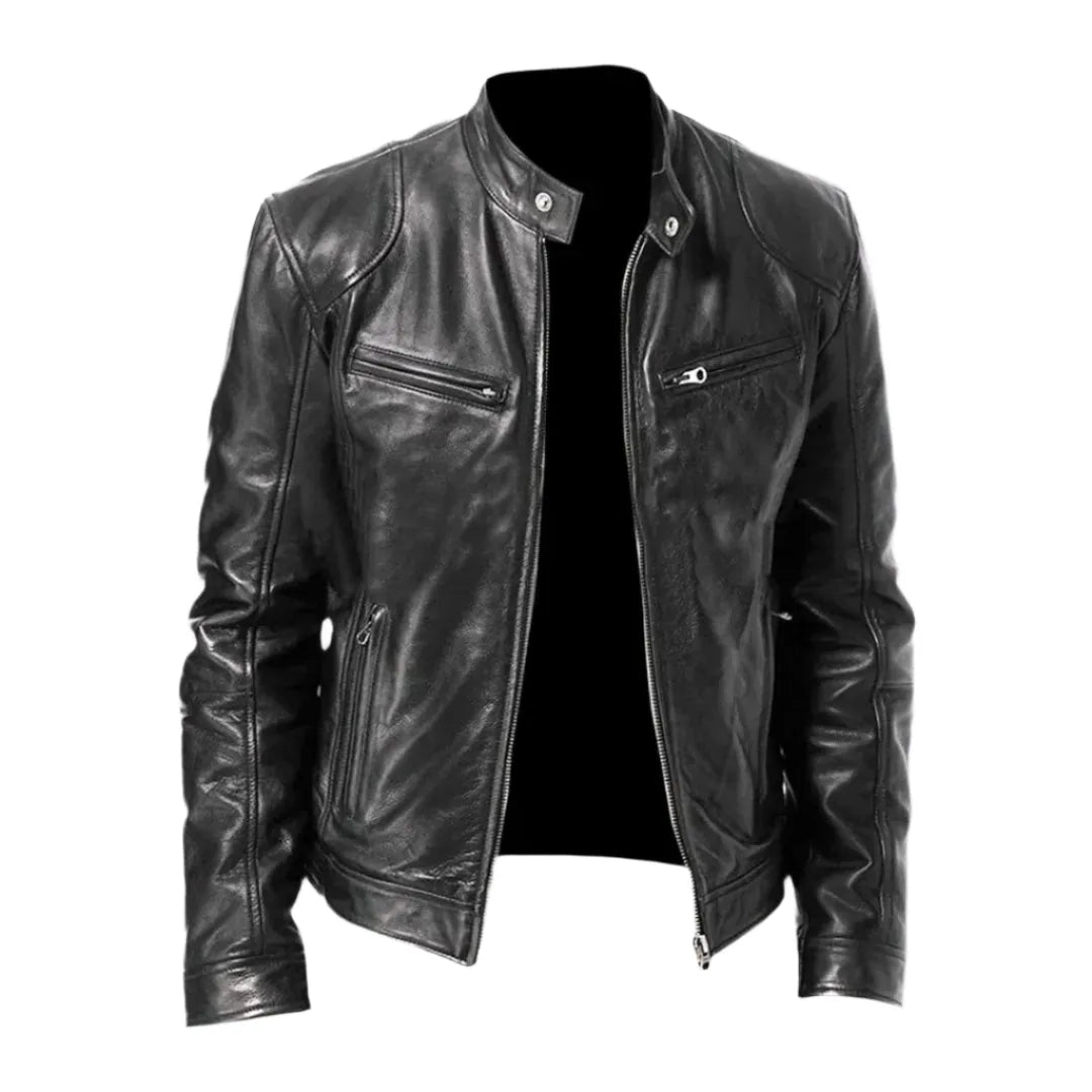 Men's Classic Leather Jacket with Modern Cut