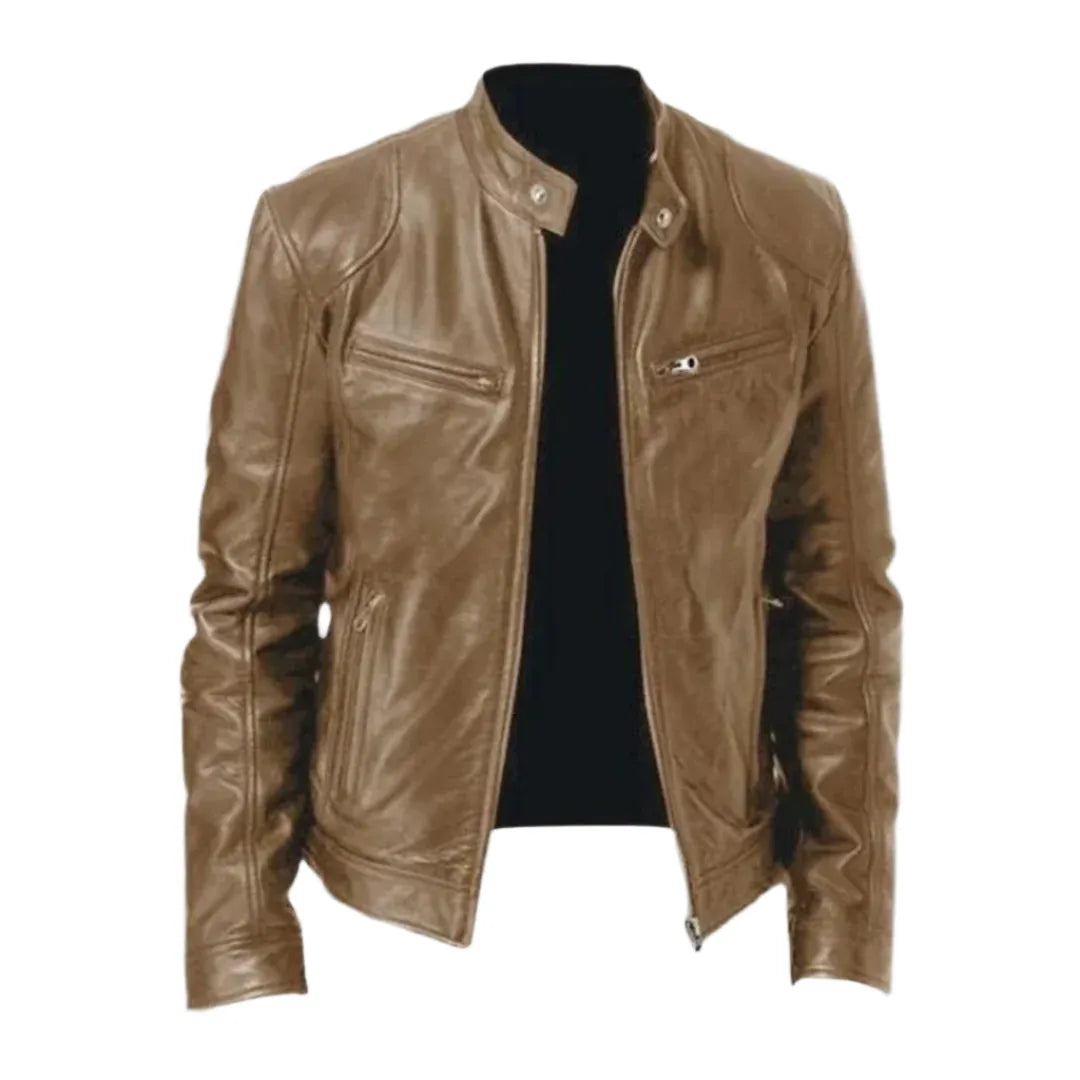 Men's Classic Leather Jacket with Modern Cut