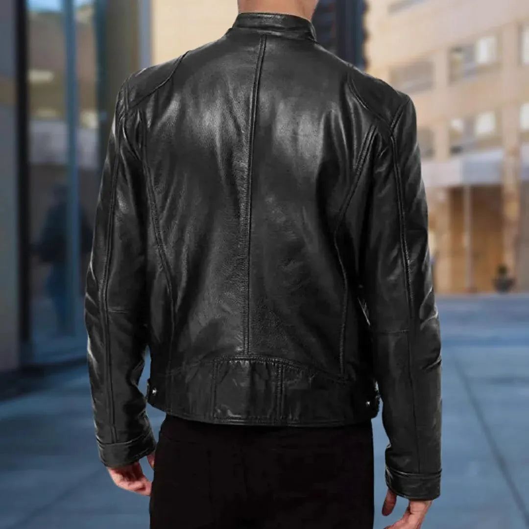 Men's Classic Leather Jacket with Modern Cut