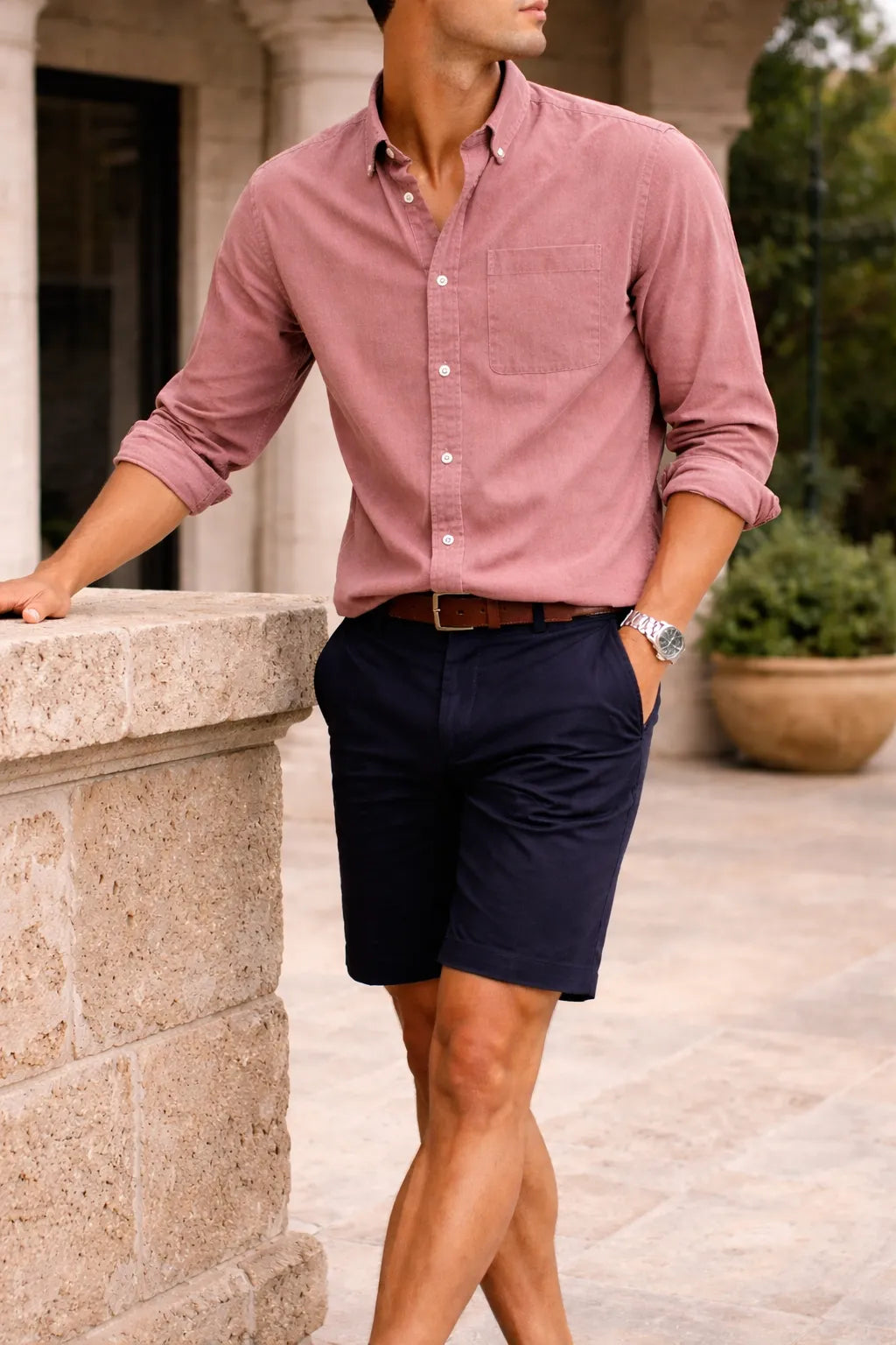 Men's Cotton Button-Down Collar Casual Shirt