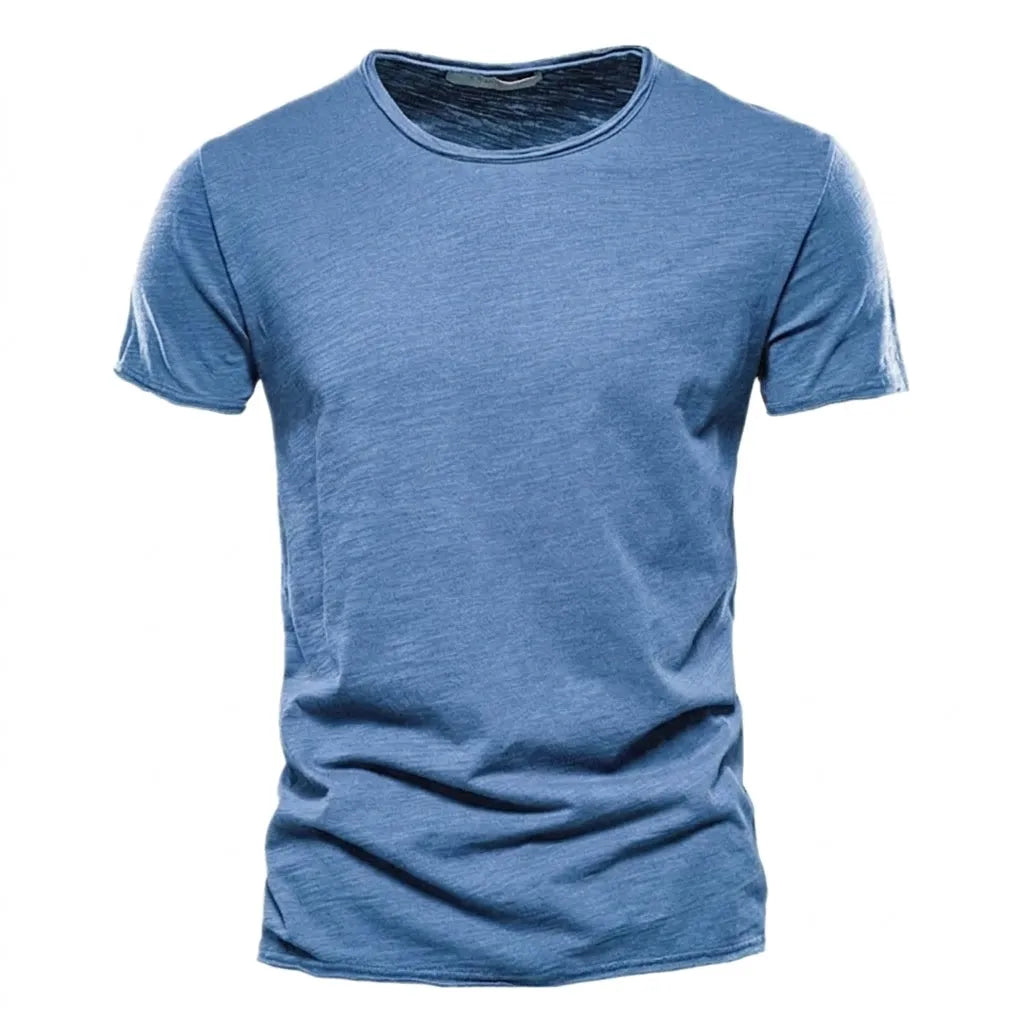 Men's Crewneck Short-Sleeve Slub Texture T-Shirt